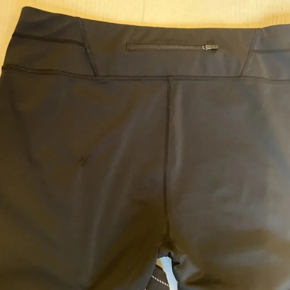 Athleta Sz XL Striped Tight Leggings Silver Black Women's/See details GOOD